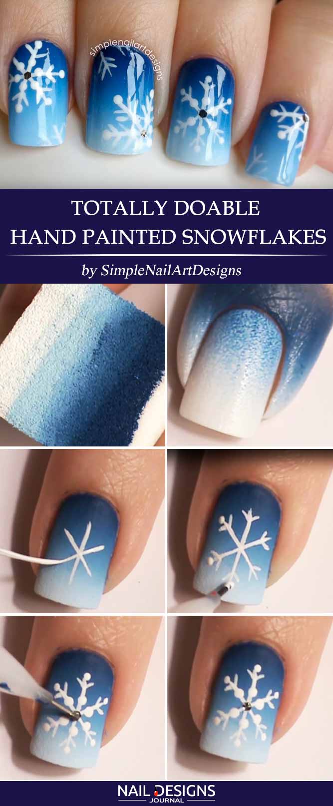 Easy Tutorials On Snowflake Nails Art NailDesignsJournal