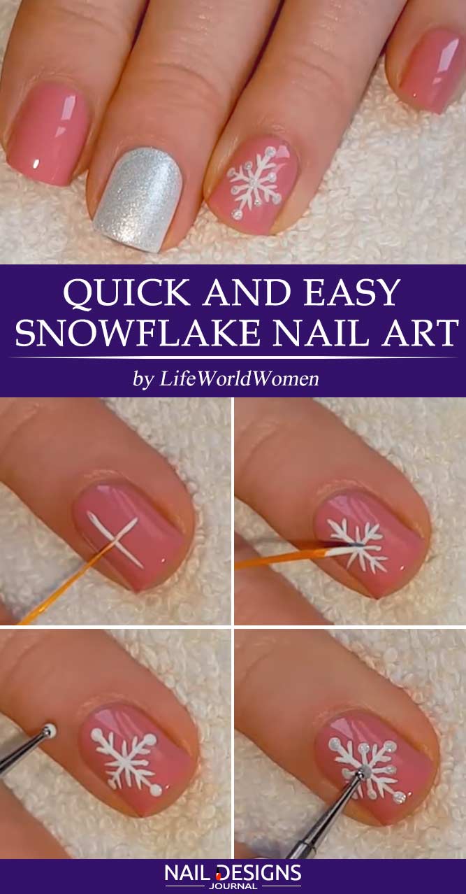 Quick and Easy Snowflakes Nail Art