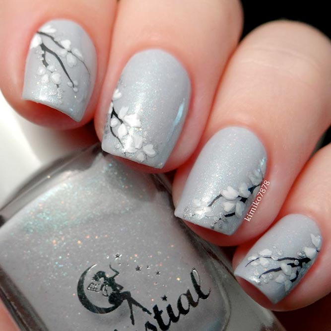 Grey Nails with Prints picture 1