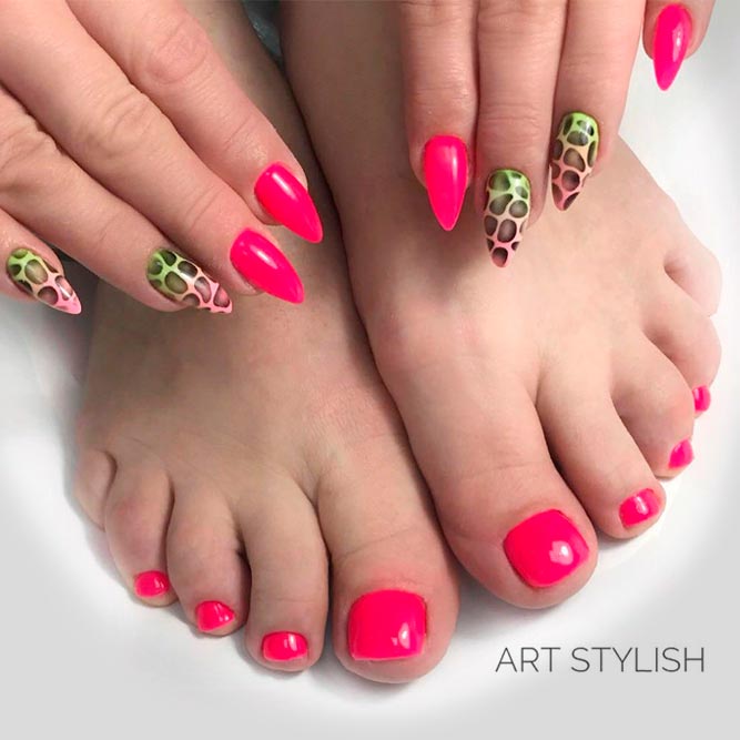 Leopard Ombre Nail Art #ombrenails #pinknails