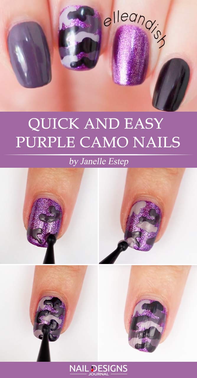 Quick And Easy Purple Camo Nails