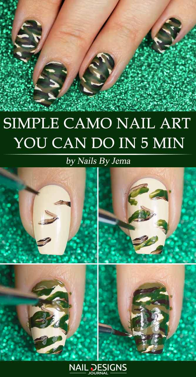 Simple Camo Nail Art You Can Do In 5 Min