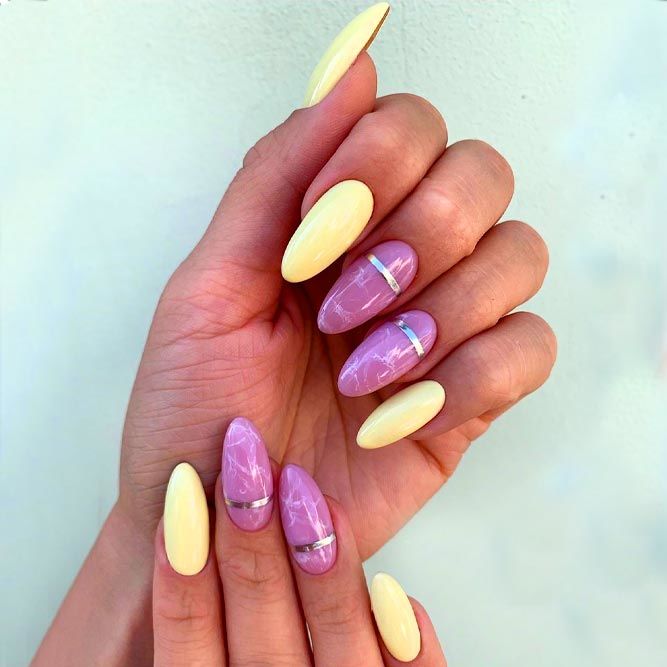 Sexy Marble Nails Art With Pastel Blue