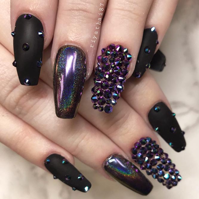 Matte Black And Dazzling Rhinestones picture 1