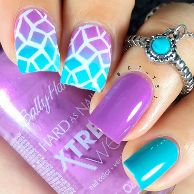 27 Trendy Purple Nails Looks To Consider Naildesignsjournal Purple Nails With Geometric Pattern Picture 3
