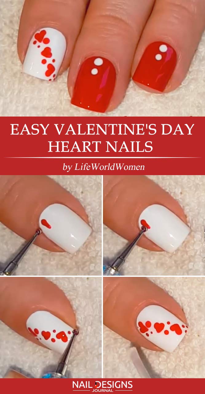 Easy Heart for Valentines Nails