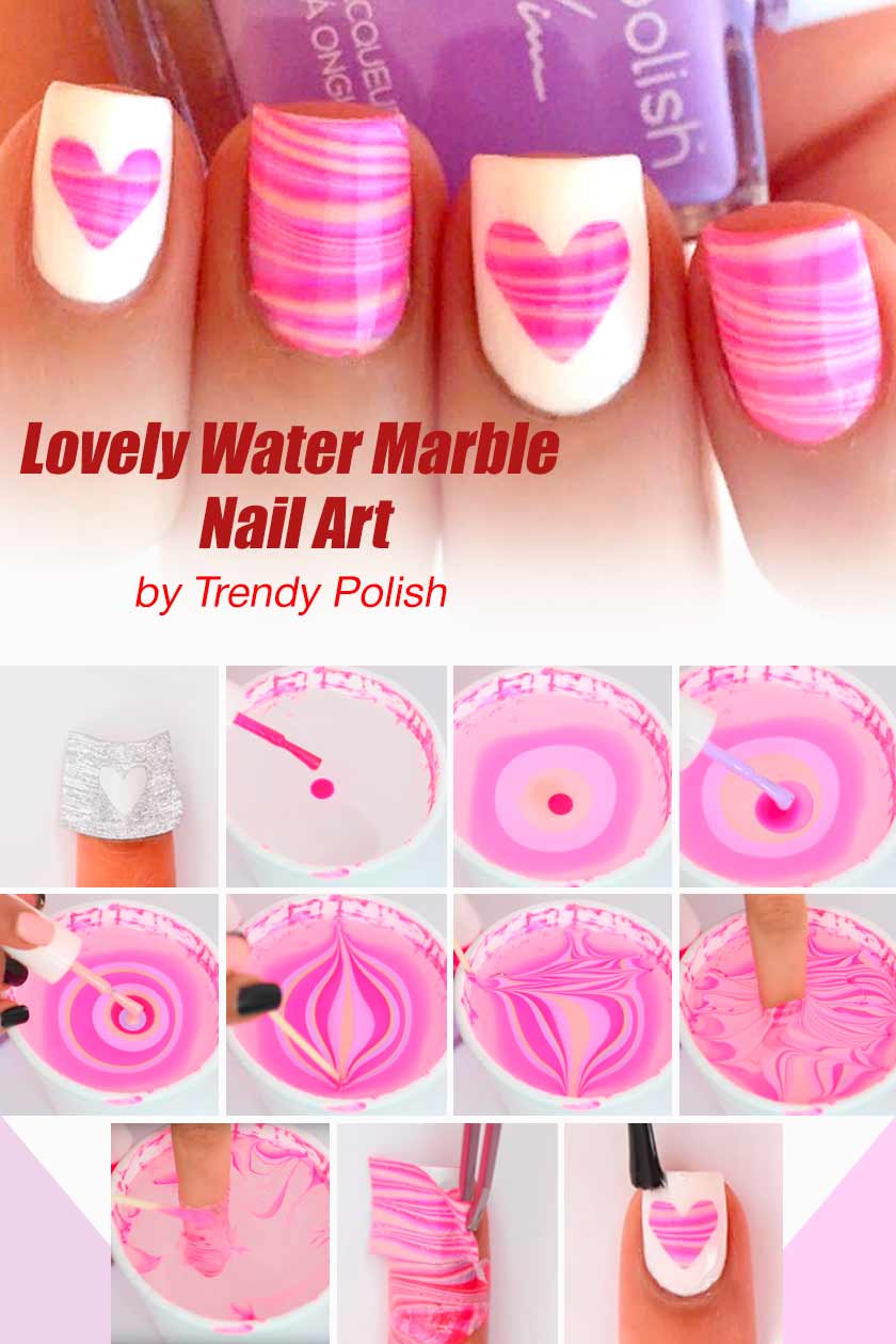 Lovely Water Marble Nail Art #watermarblenails #easynaildesign