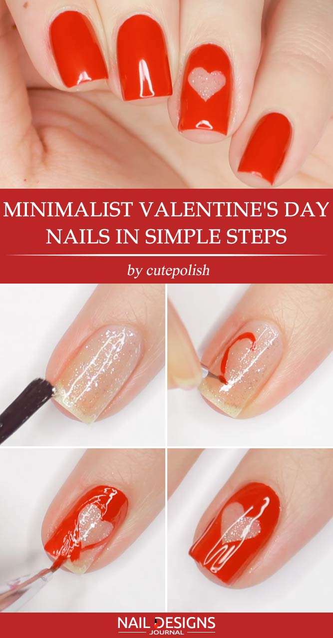 Minimalist Valentines Nails in Simple Steps