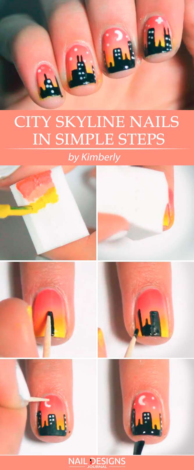 Quick Simple Ombre Skyline Nails