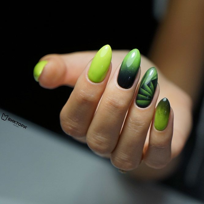 Geometry Olive Nails Design