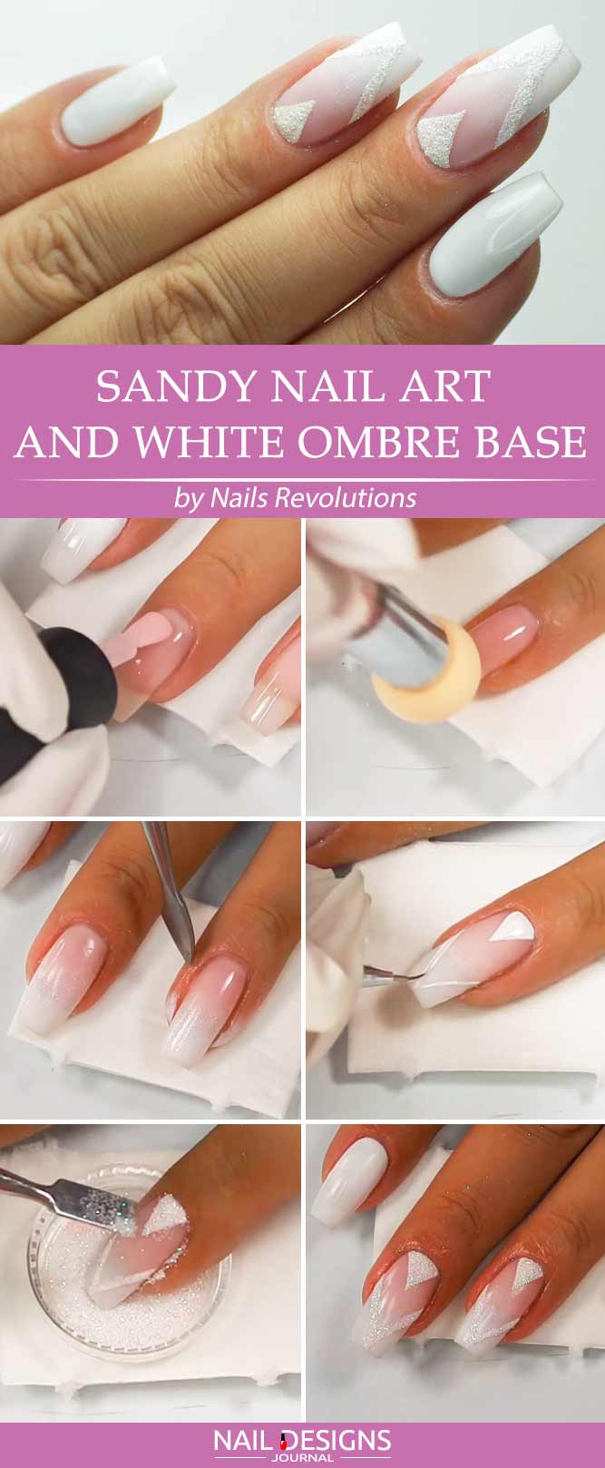 Sandy Nail Art and White Ombre Base