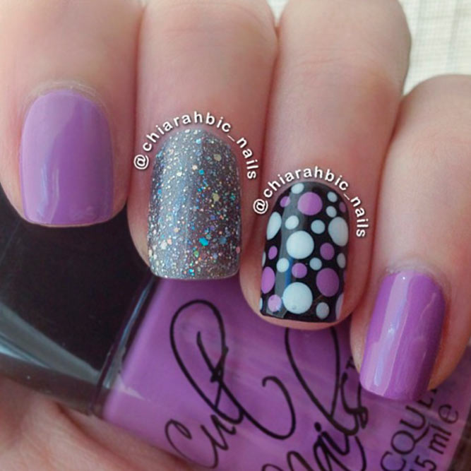 Purple and Lilac Polka Nails picture 2