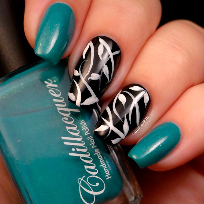 Teal And Black Nails picture 1