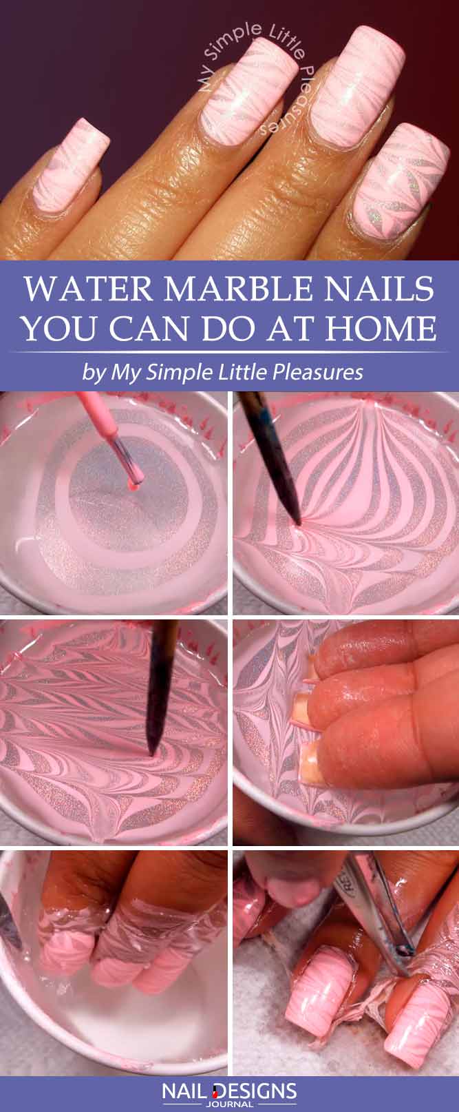 Pink Water Marble Nails You Can Do In 5 Min