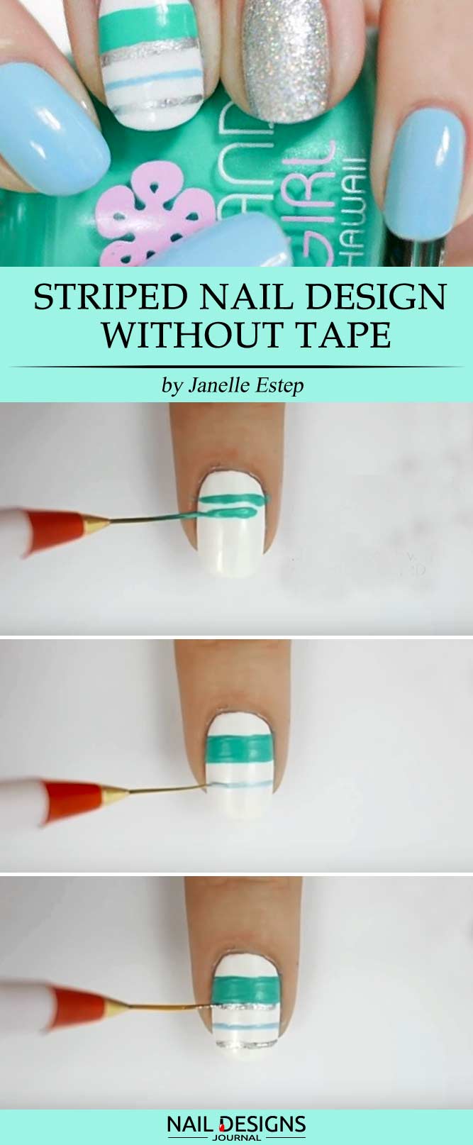 Striped nail design without the tape