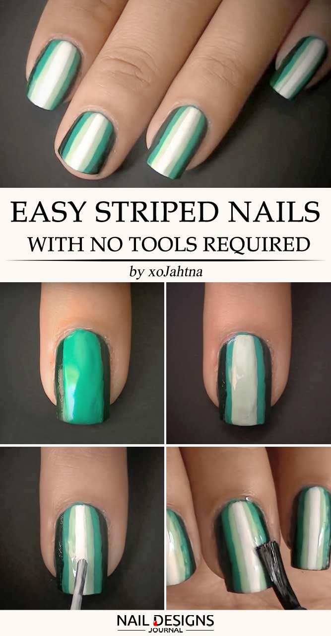 Easy Striped Nails With No Tools Required