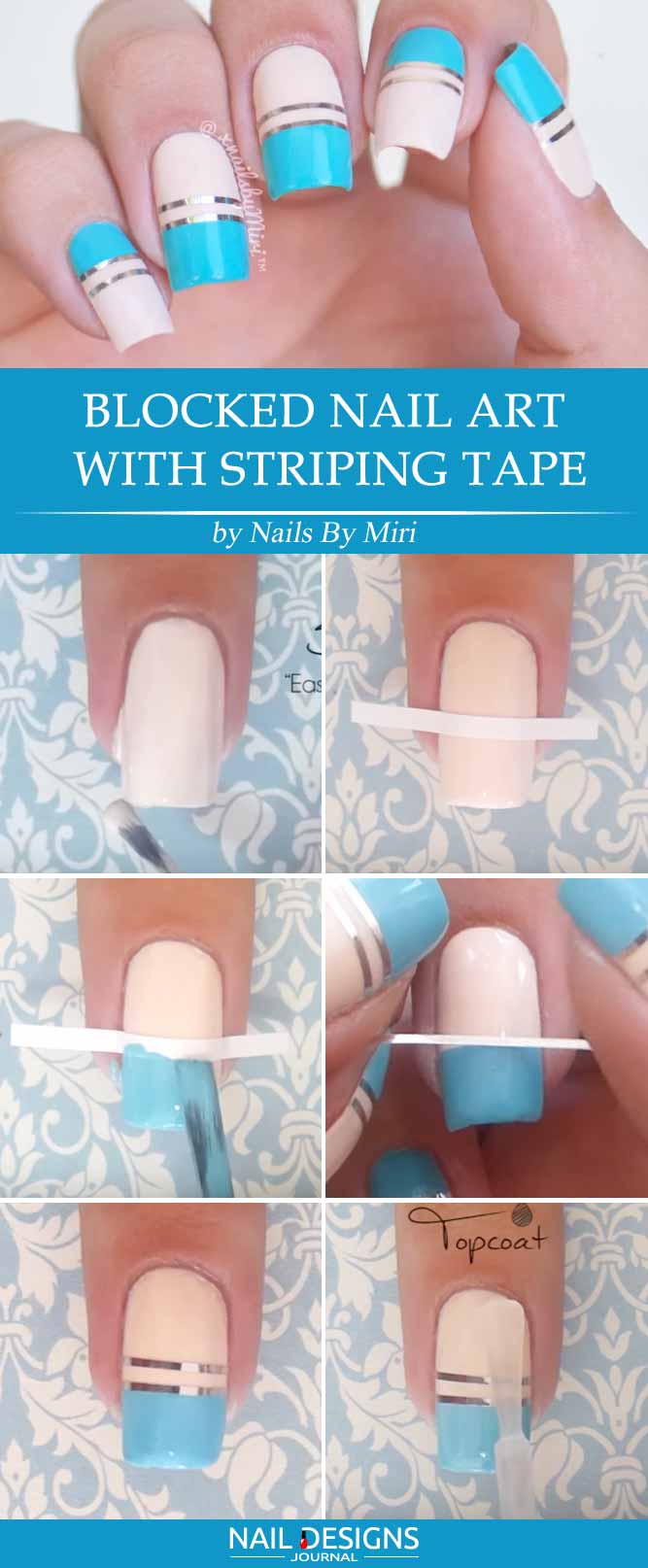 Blocked nail art with Striping Tape
