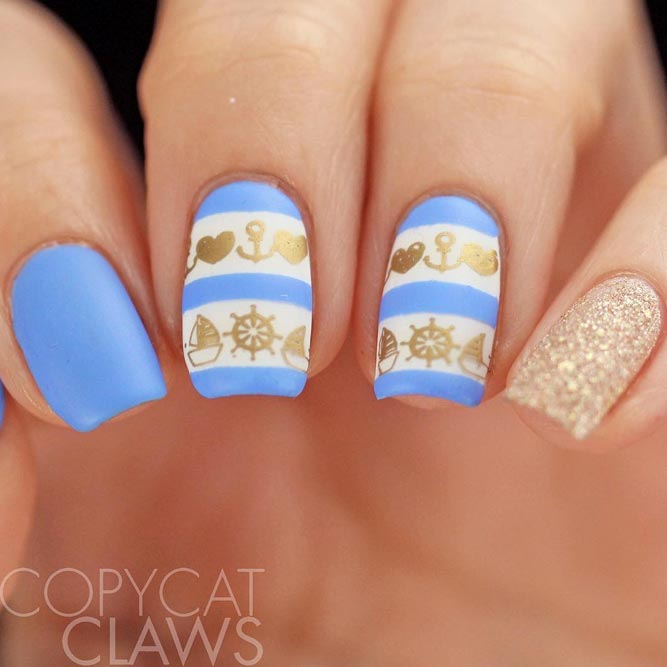 Adorable Anchor Nails With Baby Blue