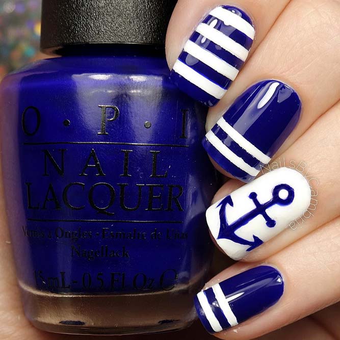 Best Blue And White Combo Nails Design