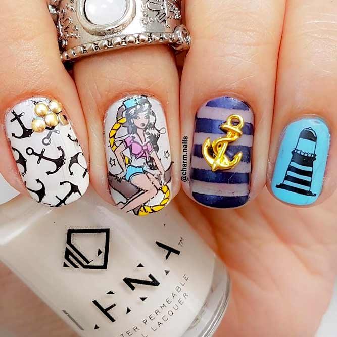 Funny Anchor Nails Design