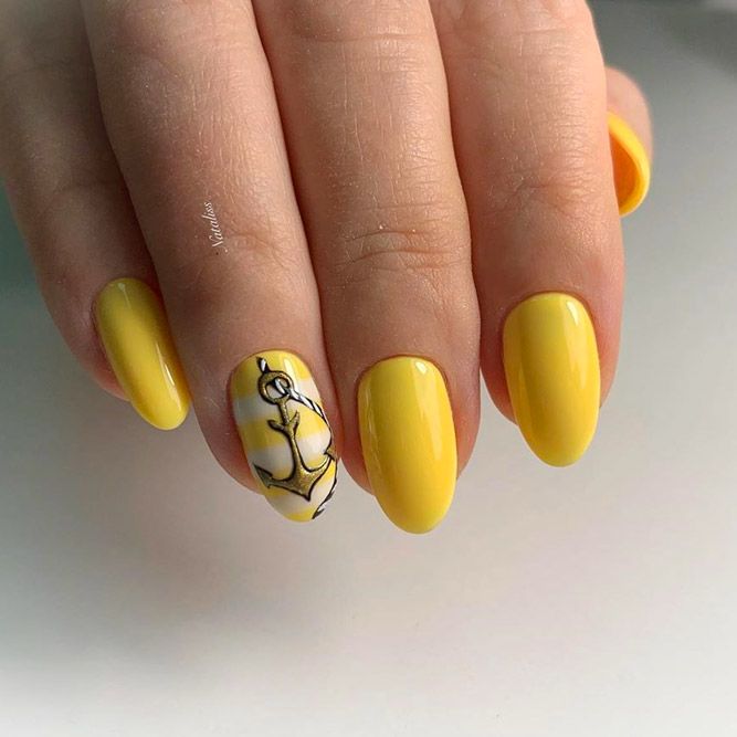 Summer Yellow Anchor Nails