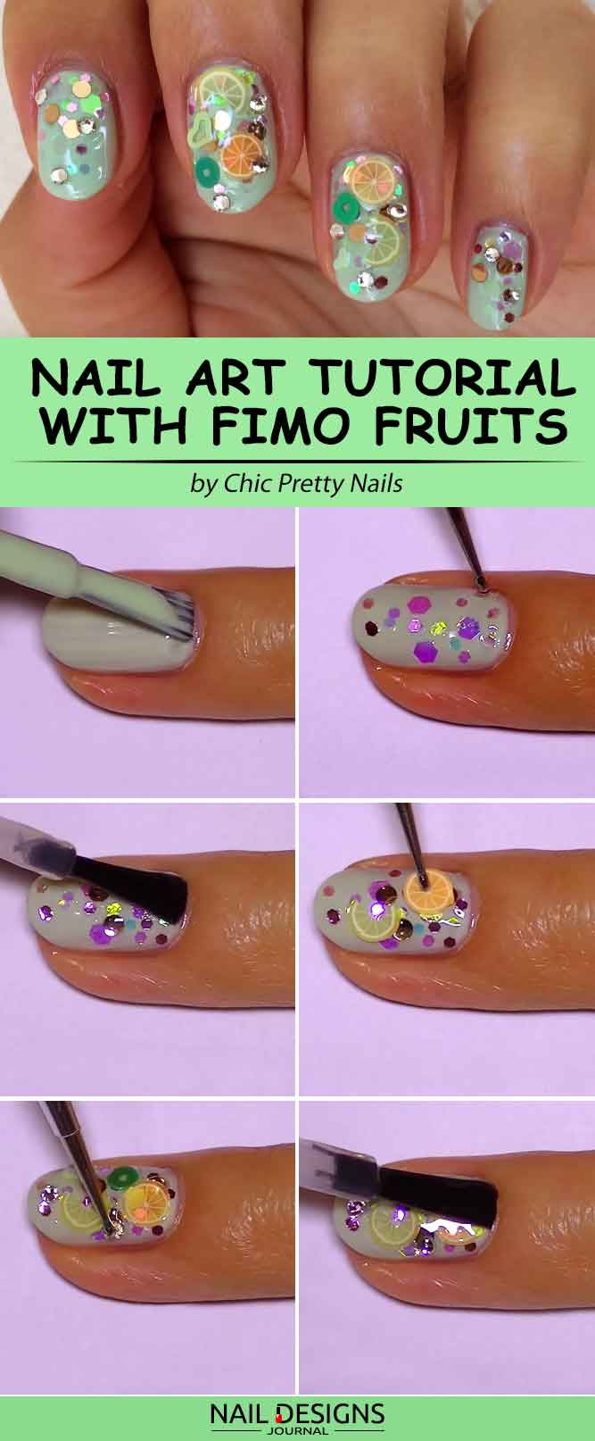 Pop Nail Art Tutorial With Fimo Citrus Fruits