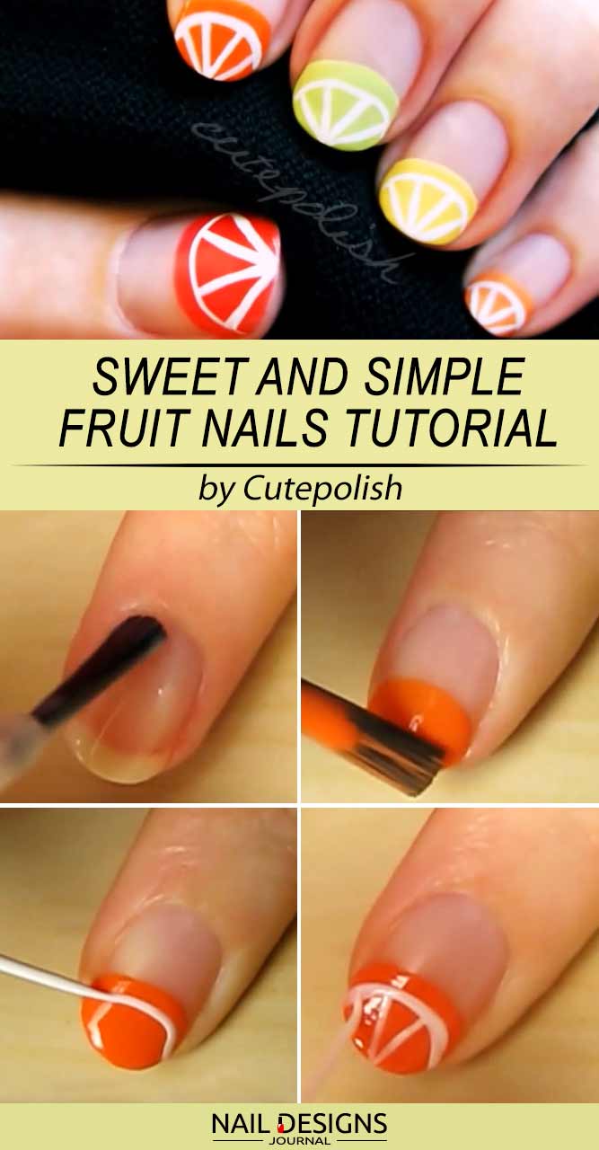 Simple Citrus Fruits Nails Tutorial With Negative Space