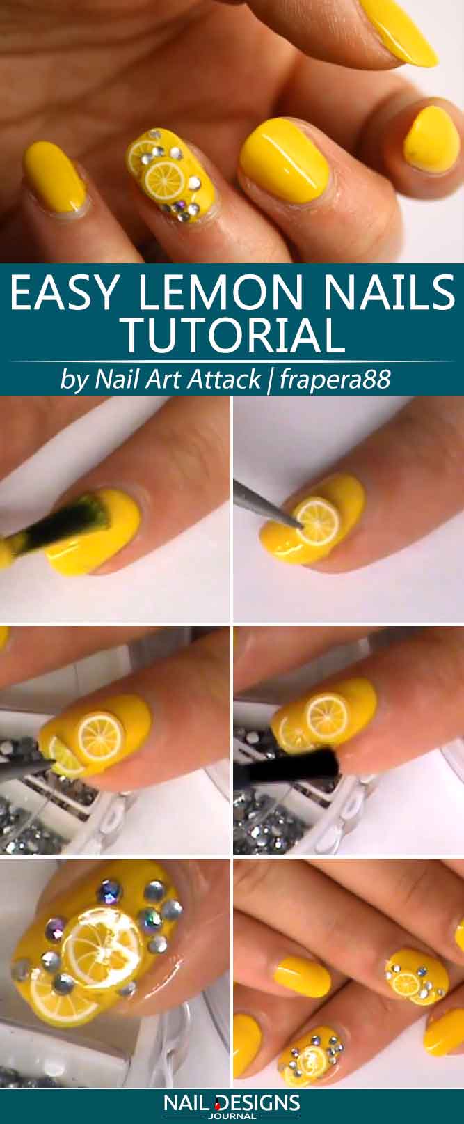 Super Easy Lemon Nails Tutorial #yellownails #fruitsnails #citrusnails