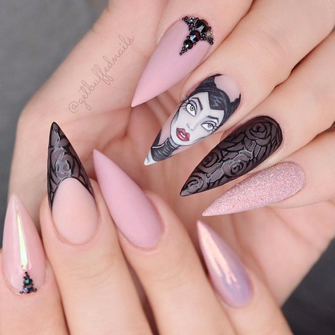 Maleficent Disney Nails Art #maleficentnails#disneyart