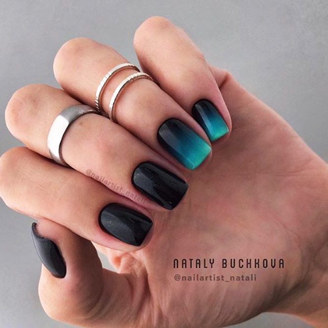 Elegant Dark Ombre Holiday Nails