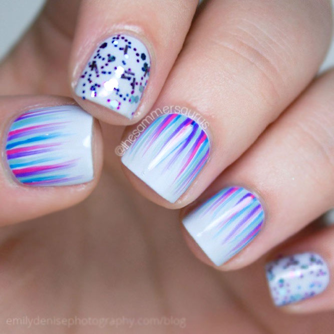 Waterfall And Glitter Accents For Blue Shade
