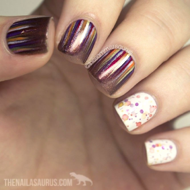 Bronze Glitter And White Color Accents