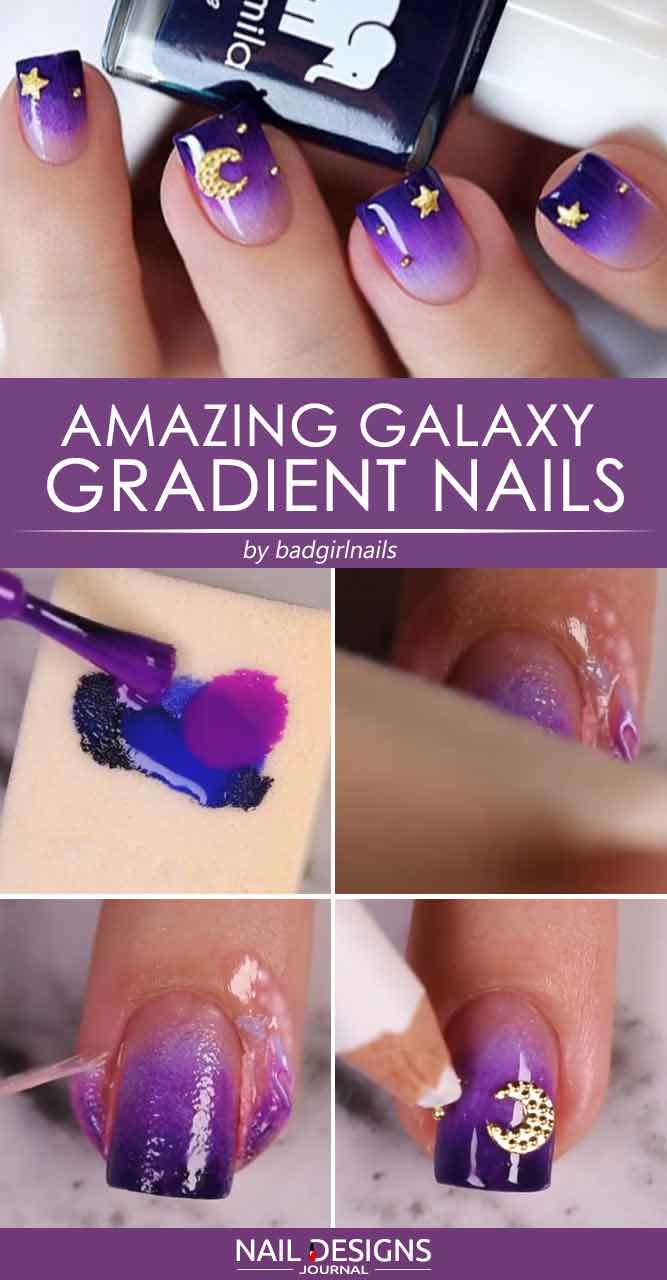 Amazing Galaxy Gradient Nails