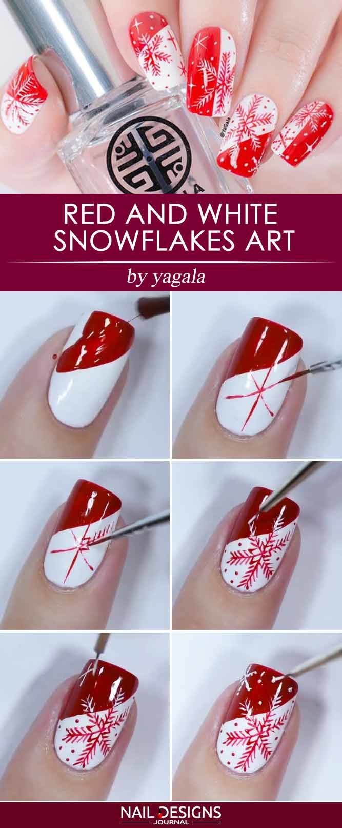Red And White Snowflakes Art