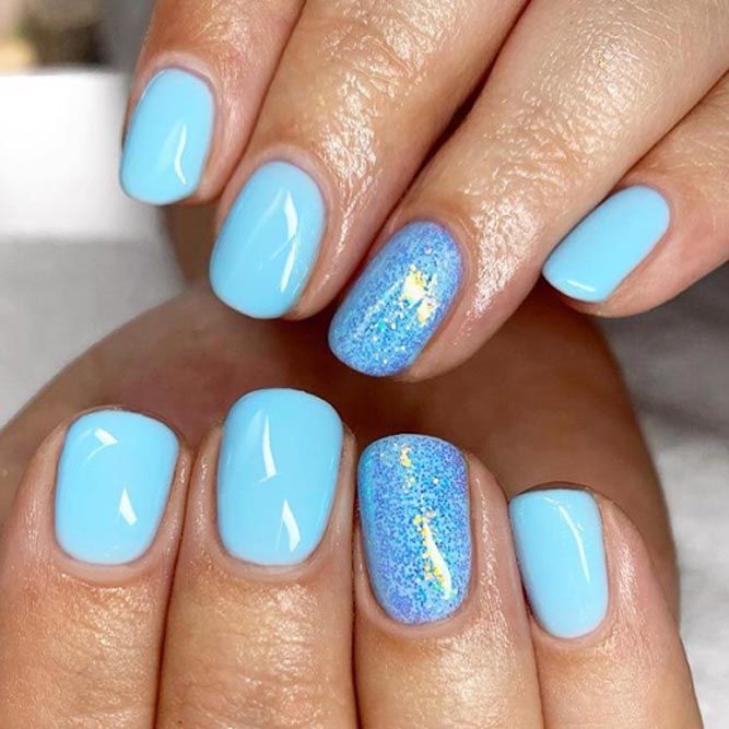 Winter Season Nails in Pale Blue Shades