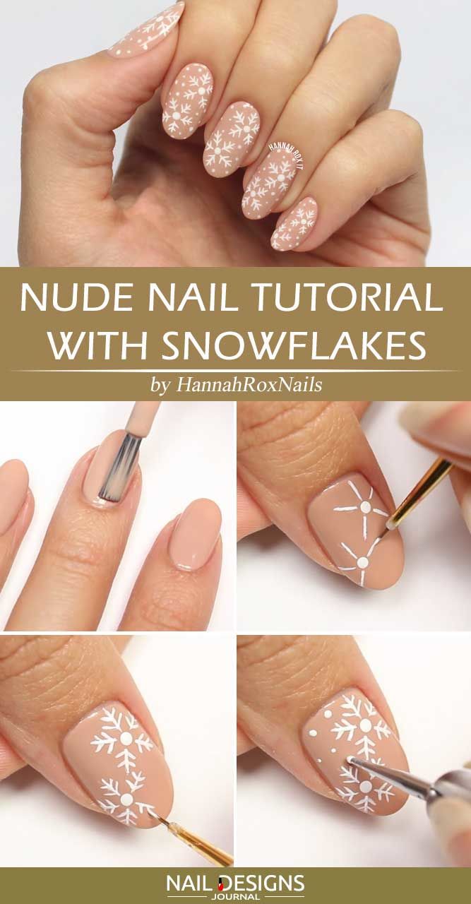 Nude Nail Tutorial With Snowflakes