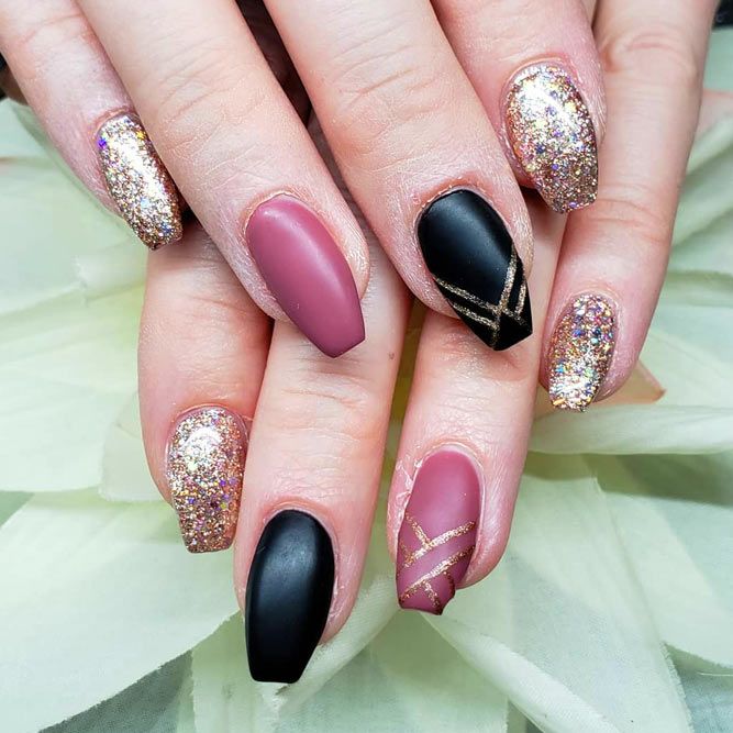 Matte Nails Art With Geometric Accent