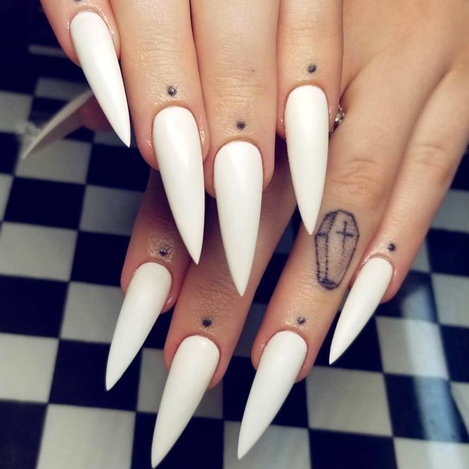 White Color It The Best For Elegant Stiletto Nails