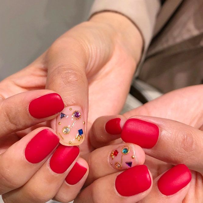 Matte Red Summer Nails Color