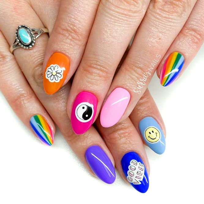 Different Colorful Designs On Your Nails Together
