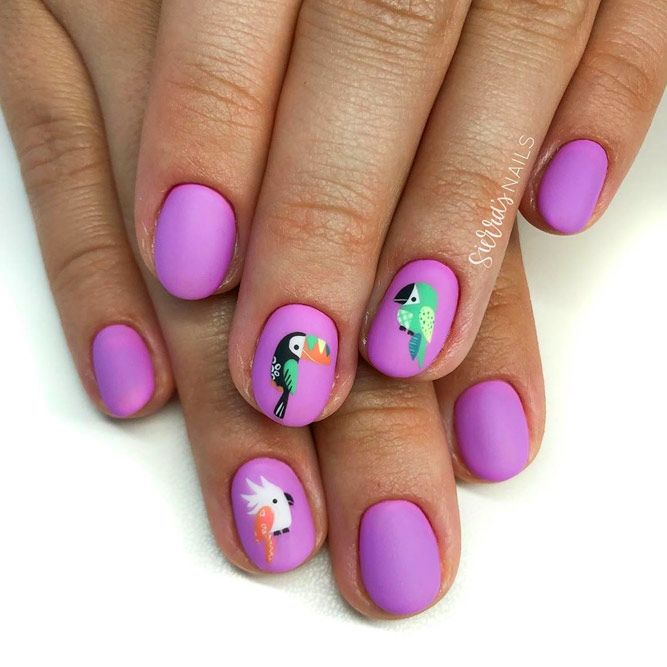 Birds Tropical Nails Designs