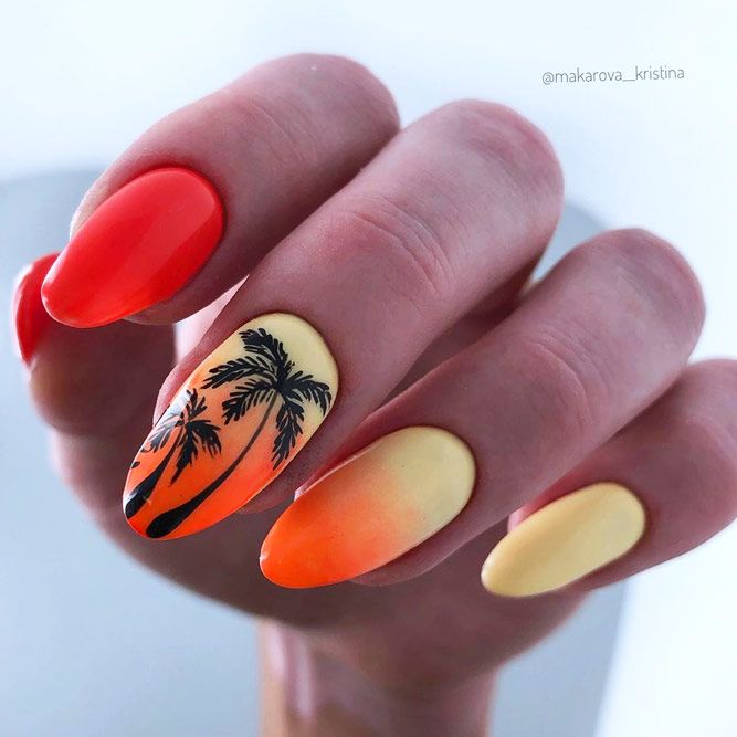 Gradient Tropical Nails Art
