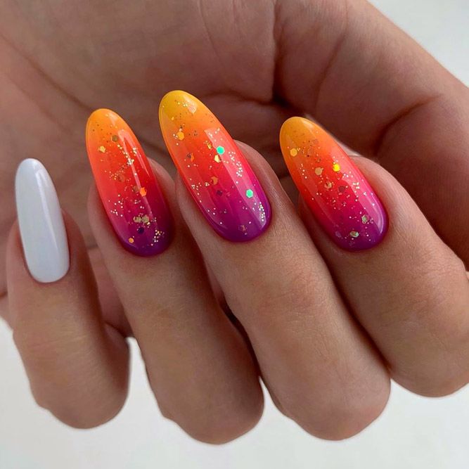 Almond Nails With Two Mix Colors