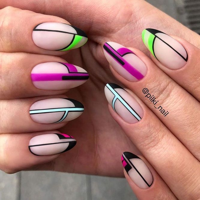Fancy Nails With Brightly Color Blocking