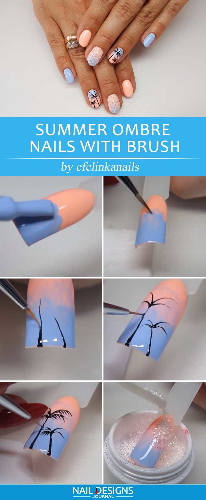 Easy Summer Ombre Nails With Brush