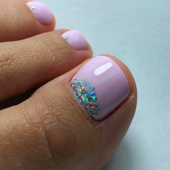 Elegant Half Moons For Lavender Toe Nails