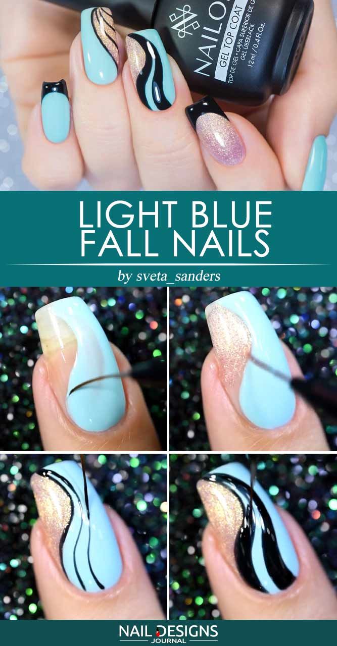 Light Blue Fall Nails