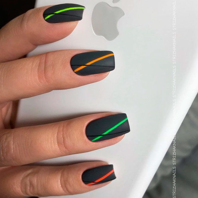 Cold Grey Nails With Leaves