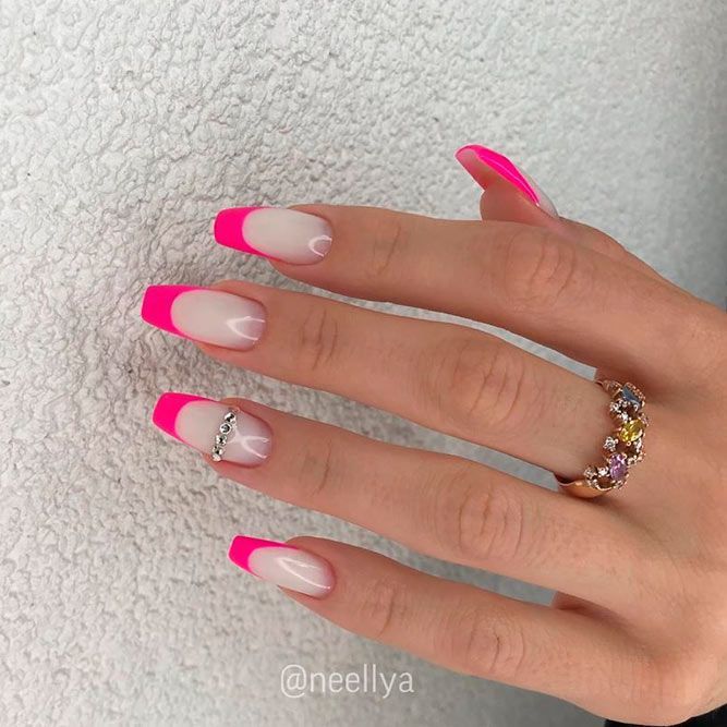 Pink Coffin French Nails