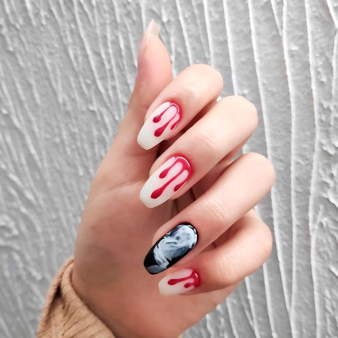 Halloween Coffin Nails for Blood Splashed